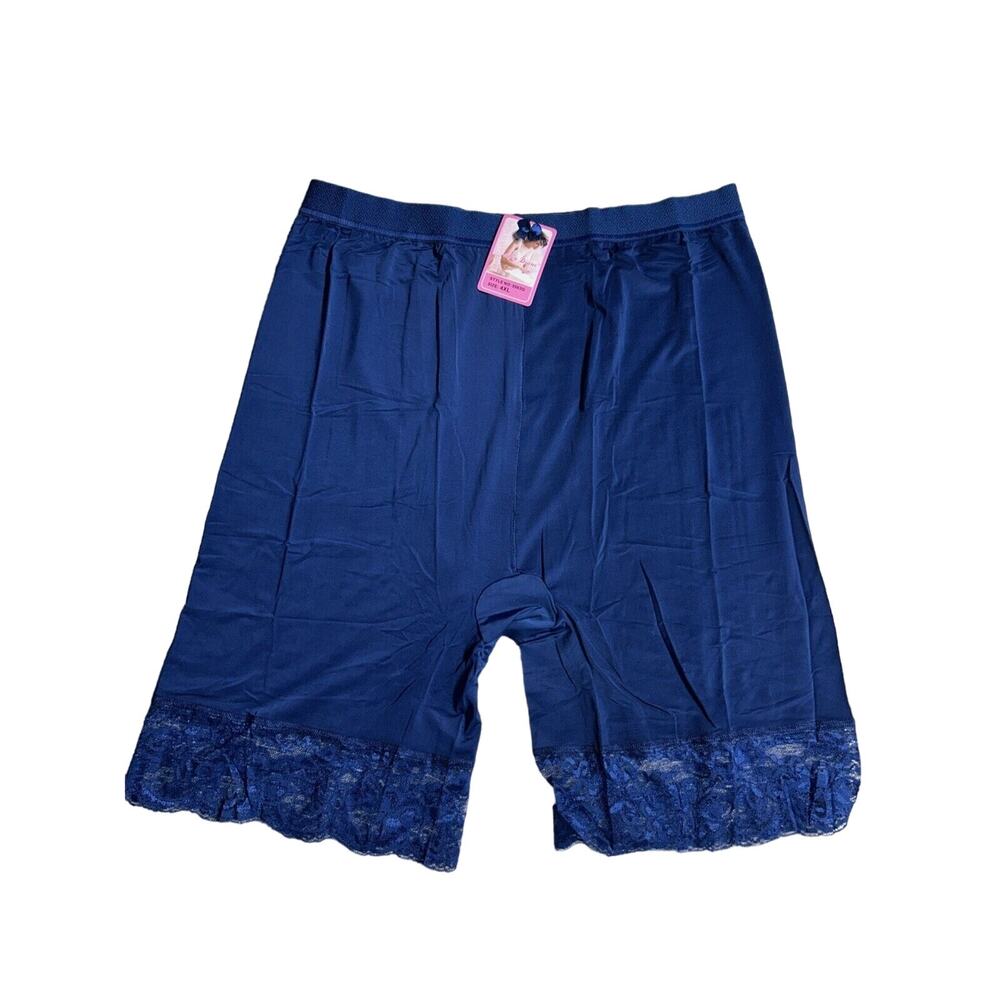 New ANGELINA Pettipants Womens 4XL Blue Panty High Waist Lace Satin Feel